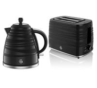 Swan, STP3050BN Symphony Kettle and 2 Slice Toaster Bundle, Jug Kettle Features A 360 Degree Rotational Base, 3000 Watts, Toaster Features 930 Watts, High Gloss and Matt Finish, Black