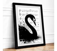 Swan & Symphony Framed Wall Art Print A3 Black