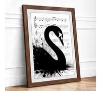 Swan & Symphony Framed Wall Art Print A4 Walnut