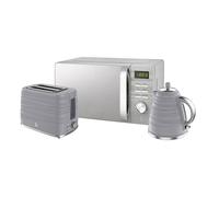 Swan Symphony Kitchen Set, 1.7L Fast Boil Kettle & 2 Slice Toaster & 20L Digital Microwave, Grey, SK31050GRN, ST31050GRN, SM22038LGRN