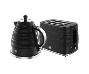 Swan Symphony Kitchen Set, 1.7L Fast Boil Kettle & 2 Slice Toaster, Black, SK31050BN / ST31050BN