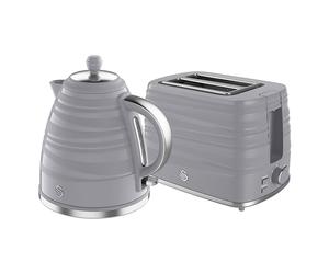 Swan Symphony Kitchen Set, 1.7L Fast Boil Kettle & 2 Slice Toaster, Grey, SK31050GRN, ST31050GRN