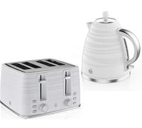 Swan Symphony White 1.7L 3KW Kettle and 4 Slice Toaster. Contemporary Matching Kettle and 4 Slice Toaster Set in White High Gloss and Matt Finish SK31050WN / ST31054WN