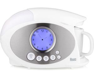 Swan Teasmade Kettle with LCD Analogue Clock, Teapot, Built-in Alarm, Reading Light, Rapid Boil, 600ml, 850W, White - STM200N