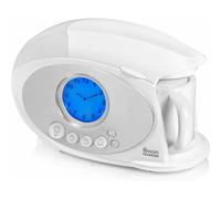 Swan Teasmade: Rapid Water Boiler with Clock & Alarm, Reading Light, 600ml Tank, 850W, White - Includes Ceramic Teapot