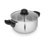 Swan Townhouse 24cm Stainless Steel Casserole Dish with Glass Lid, Suitable fo