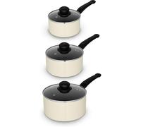 Swan Townhouse 3 Pc Cream Pan Set - Non Stick Saucepan Cookware Set