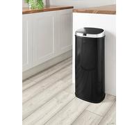 Swan Townhouse Square Sensor Bin with Hands-Free Opening Using Motion Sensor Technology, Bin Liner Retainer Ring, Steel Body, Large 50L Capacity, Black