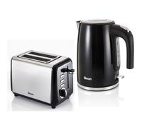 Swan Townhouse Black 1.7L Jug Kettle & 2 Slice Toaster Matching Set