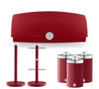 Swan Townhouse Bread Bin, 3 Canisters, Towel Pole And Mug Tree In Red Red
