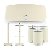 Swan Townhouse Bread Bin, Set Of 3 Canisters, Towel Pole & Mug Tree In Cream Cream