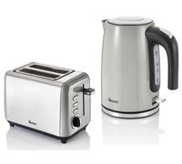 Swan Townhouse Grey 1.7L Jug Kettle & 2 Slice Toaster Modern Matching Set