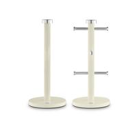 Swan Townhouse Kitchen Towel Pole and 6 Mug Tree Set with Colour Coated Iron, Chrome Accents and Weighted Bases, Cream