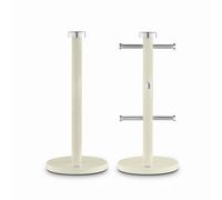 Swan Townhouse Kitchen Towel Pole and 6 Mug Tree Set with Colour Coated Iron, Chrome Accents and Weighted Bases, Cream