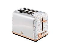 Swan Tribeca 2-Slice Toaster in White, Rose Gold Accents, Geometric Pattern, Easy to Clean, ST42010WHTN
