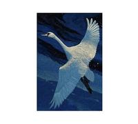 Swan Wall Art Print, Midnight Blue Bird Poster Design Canvas Poster Bedroom Decor Landscape Office Room Decor Gift 08x12inch(20x30cm)