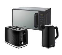 Swan Wave Black Kettle 2 Slice Toaster & Microwave Set