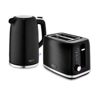 Swan Wave Kettle & Toaster Set Black Ripple Textured 1.7L Fast Boil 7 Browning