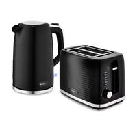 Swan Wave Kettle & Toaster Set Black Ripple Textured 1.7L Fast Boil 7 Browning