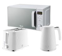 Swan White Kitchen Appliance Bundle - Hexton1.7L Rapid Boil Kettle & 2 Slice Toaster Plus SM4421WHT 20L Digital Microwave, Hexton Range Kettle & Toaster with Compatible Swan Microwave