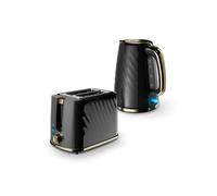 Swan Windsor 1.7L Textured Kettle & 2 Slice Toaster In Black Black
