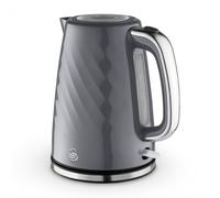 Swan Windsor Rapid Boil Kettle with Removable Limescale Filter, Boil Dry Protection and Hidden Cord Storage, 1.7L, 3KW, Grey, SK14611GRY