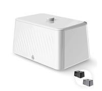 Swan Windsor 16L Bread Bin, Suitable for Loaves, Rolls and Bakes, Durable Iron Body Cleans Easily and Resists Scuffs, White, SWKA18539WHT