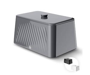 Swan Windsor 16L Bread Bin, Suitable for Loaves, Rolls and Bakes, Durable Iron Body Cleans Easily and Resists Scuffs, Grey, SWKA18539GRY