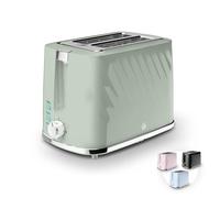 Swan Windsor 2 Slice Toaster with 7 Browning Levels for Toast, Breakfast Muffins and Bagels, Removable Crumb Tray, Defrost/Reheat/Cancel, Cord Storage, Non-Slip Feet, 900W, Sage, ST14071SGE