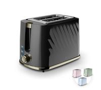 Swan Windsor 2 Slice Toaster with 7 Browning Levels for Toast, Removable Crumb Tray, Defrost/Reheat/Cancel, Cord Storage, Non-Slip Feet, 900W, Black with Gunmetal Brass Trim, ST14071GBLK