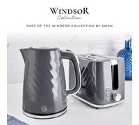 Swan Windsor 3000W Kettle & 2 Slice Toaster Kitchen Set (Grey) 2 YEAR GUARANTEE