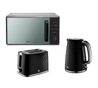 Swan Windsor Black 1.7L 3KW Kettle, 2 Slice Toaster & 800W 20L Digital Microwave. Contemporary Matching Kitchen Set with a Premium Sleek Black Finish
