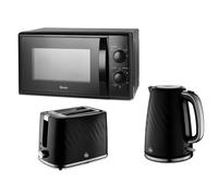 Swan Windsor Black Kettle 2 Slice Toaster & 700W 20L Microwave Matching Set