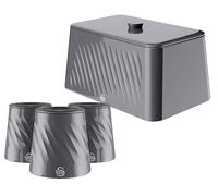 Swan Windsor Breadbin and Tea, Coffee, Sugar Canister Set, Grey, Glossy Textured Finish, Contemporary Matching Kitchen Storage Set
