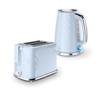 Swan Windsor Breakfast Essentials Bundle with 1.7L Rapid Boil Kettle and 2 Slice Toaster, Baby Blue, EEJB431