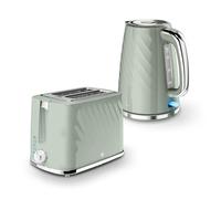 Swan Windsor Breakfast Essentials Bundle with 1.7L Rapid Boil Kettle and 2 Slice Toaster, Sage, EEJB429