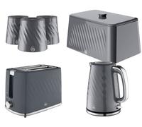 Swan Windsor Grey 6-Piece Kitchen Set 1.7L Kettle 2-Slice Toaster 16L Bread Bin 3X1.3L Canisters