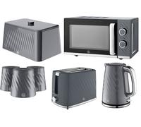 Swan Windsor Grey Kettle Toaster Microwave Breadbin Canisters Kitchen Bundle