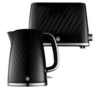 Swan Windsor Kitchen Set, 1.7L Kettle & 2 Slice Toaster in Black