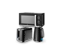 Swan Windsor Kettle, 2 Slice Toaster, Microwave In Black Black
