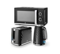 Swan Windsor Kitchen Bundle with 1.7L Rapid Boil Kettle, 2 Slice Toaster and Manual Microwave, Black, EEJB486