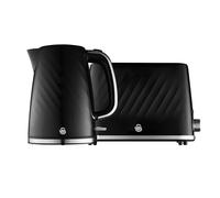 Swan Windsor Kitchen Set, 1.7L Fast Boil Kettle & 2 Slice Toaster, Black, SK14611BLK & ST14071BLK