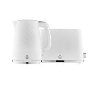 Swan Windsor Kitchen Set, 1.7L Fast Boil Kettle & 4 Slice Toaster, White, SK14611WHT & ST14071WHT