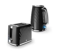 Swan Windsor Kitchen Set, 1.7L Kettle & 2 Slice Toaster, Black, SK14611BLK & ST14071BLK
