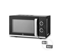 Swan Windsor Manual Microwave, 20L, 800W, 5 Power Levels, Defrost by Time, 30 Minute Timer, Non-slip Feet, Family Sized Microwave, Black, SM4424BLK