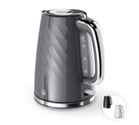 Swan Windsor Rapid Boil Kettle with Removable Limescale Filter, Boil Dry Protection and Hidden Cord Storage, 1.7L, 3KW, Grey, SK14611GRY