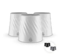 Swan Windsor Set of 3 Canisters for Tea, Coffee and Sugar, Durable Iron Body Wipes Clean and Resists Scuffs, Viewing Lid, Each Canister is 1.3L, White, SWKA18538WHT