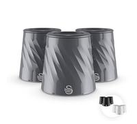 Swan Windsor Set of 3 Canisters for Tea, Coffee and Sugar, Durable Iron Body Wipes Clean and Resists Scuffs, Viewing Lid, Each Canister is 1.3L, Grey, SWKA18538GRY