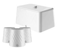 Swan Windsor White Breadbin and Canisters Matching Kitchen Storage Set