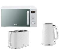 Swan Windsor White Kettle And Toaster Microwave Set For Modern Kitchens